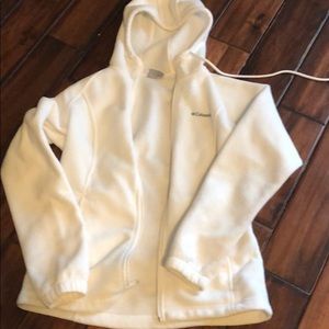 Cream hooded fleece jacket